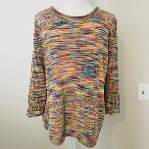JohnPaulRichard Multicolor Speckled Lightweight Knit Sweater